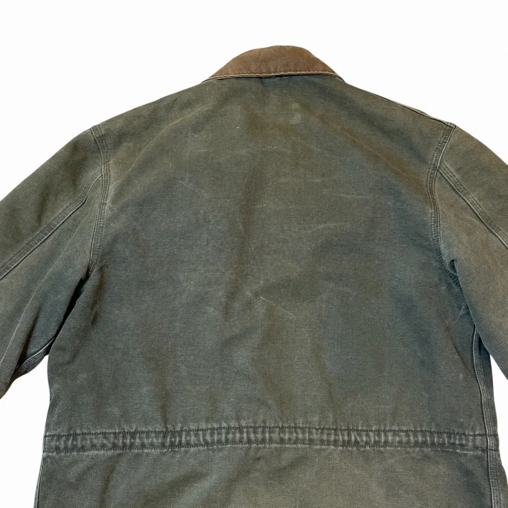 VTG Carhartt Jacket PB1366 Green Blanket Lined Barn Coat Chore Medium Made In US
